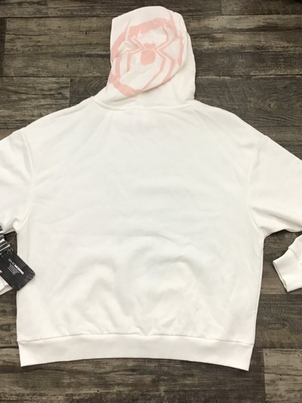 NWT Marvel Spiderman Women Sweatshirt Hoodie White/Pink Size Medium - Picture 8 of 9